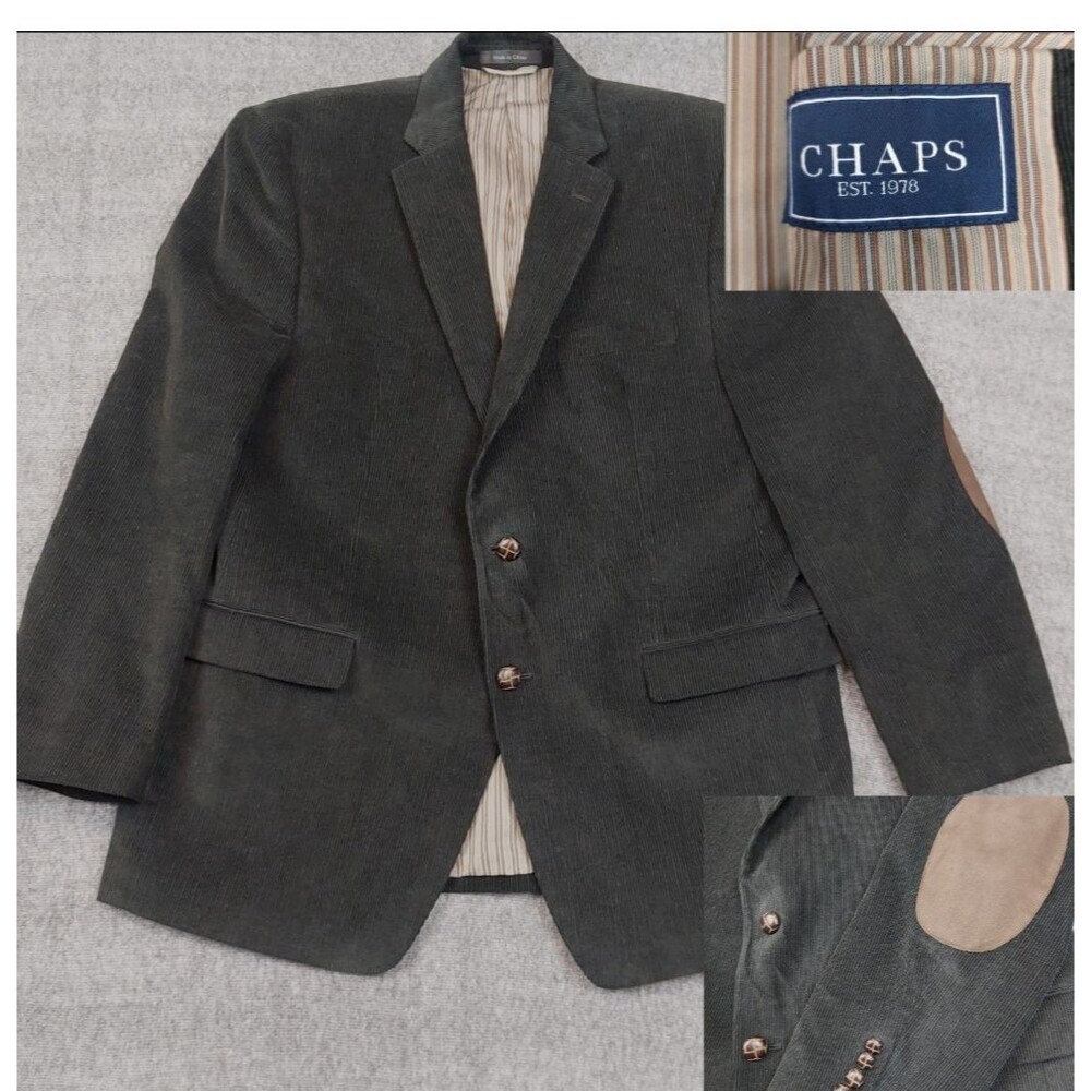 Chaps Blazer Mens 42R Brown Corduroy Elbow Patches Sport Coat Jacket Classic